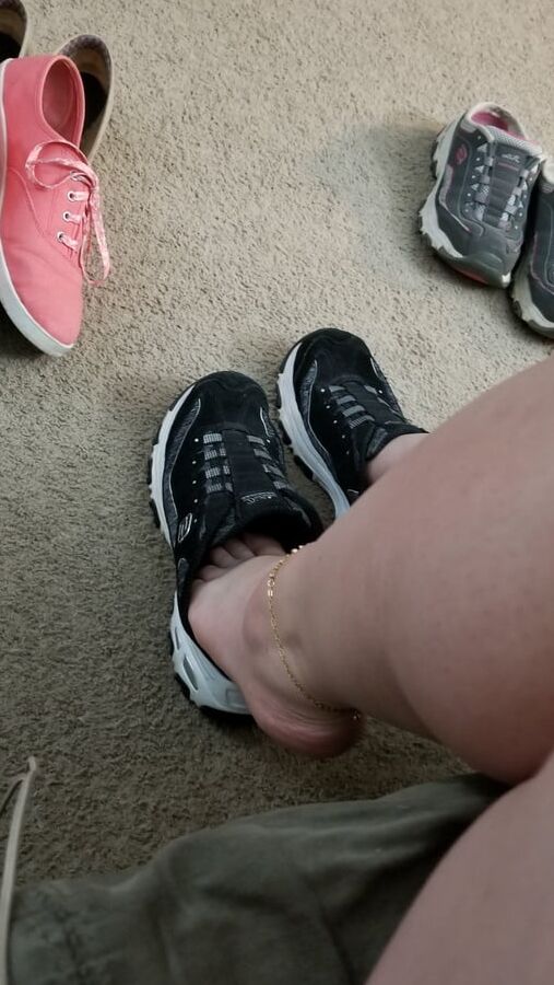 Playing in my shoe closet pretty feet heels flats milf wife