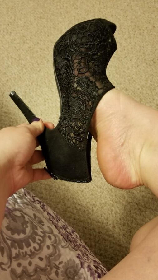 Playing in my shoe closet pretty feet heels flats milf wife