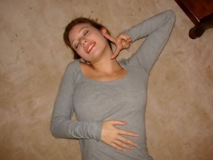 Posing in front of an amateur video shoot