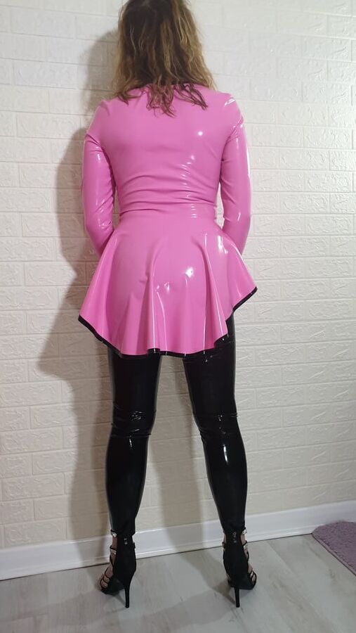 Pink Riding Jacket and Black Leggings from Latex and Lovers