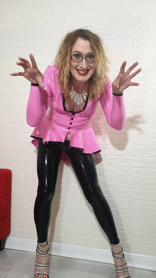 Pink Riding Jacket and Black Leggings from Latex and Lovers