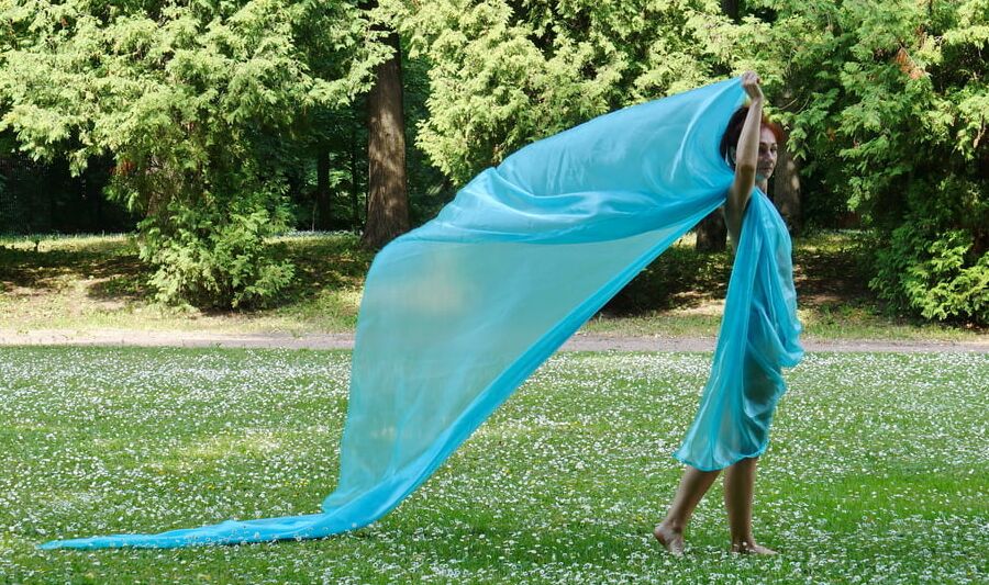In a green blanket