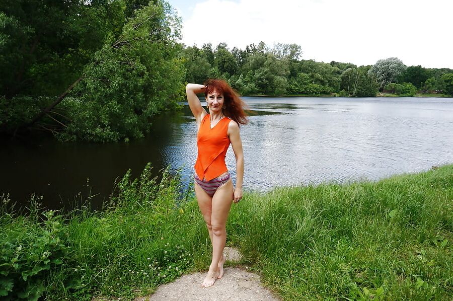 Bicolored Bikini &;n&; Red Blouse