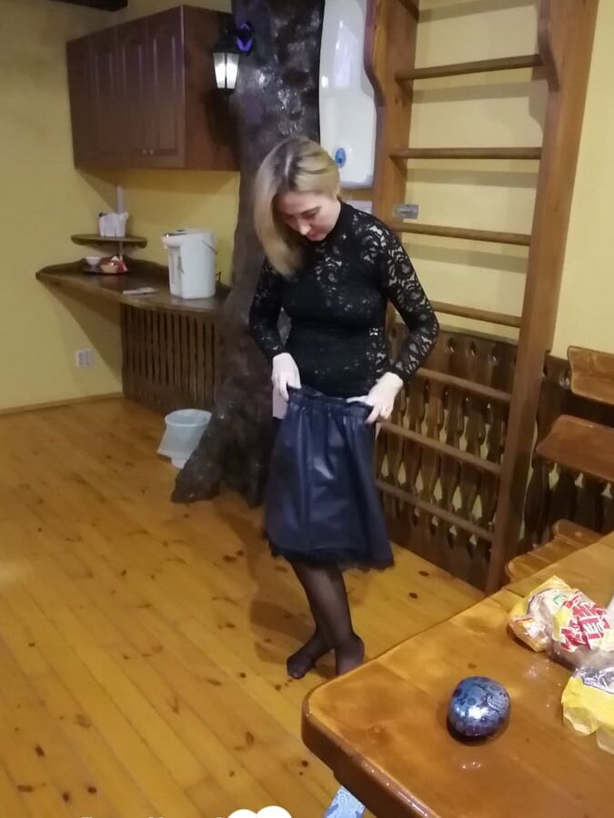 My wife loves to tease in black stockings