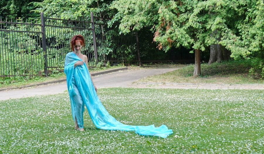 In a green blanket