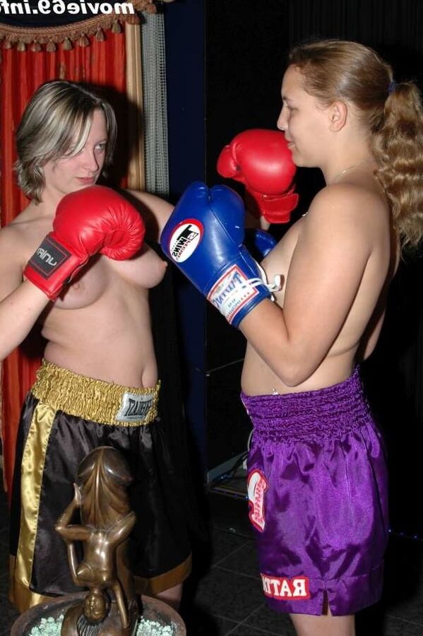 Teen Nathalie and Dany Sun are boxing topless