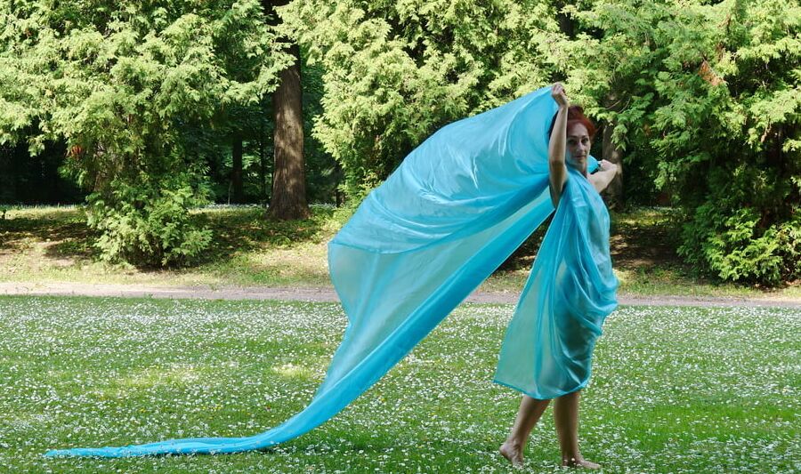 In a green blanket