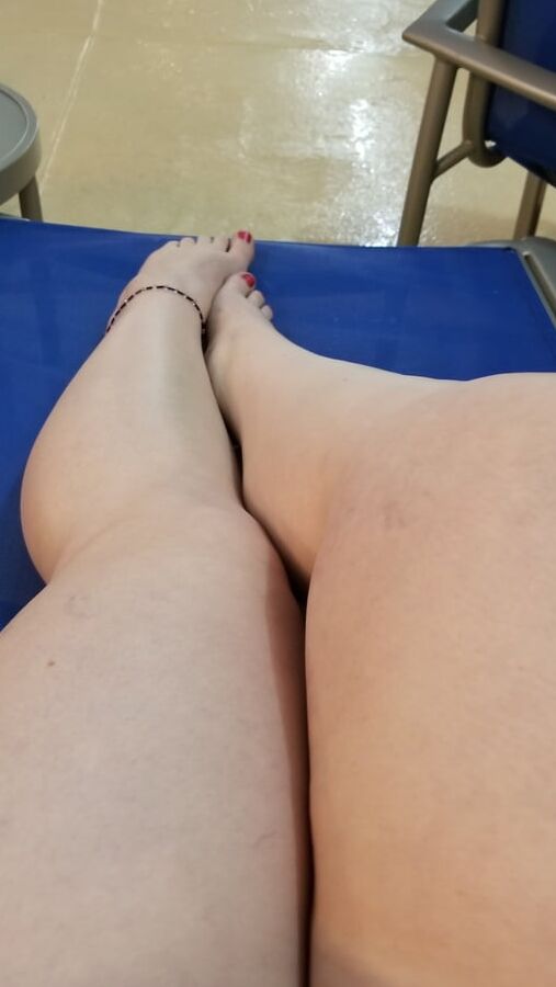 Relaxing poolside after a long day being a dance mom milf
