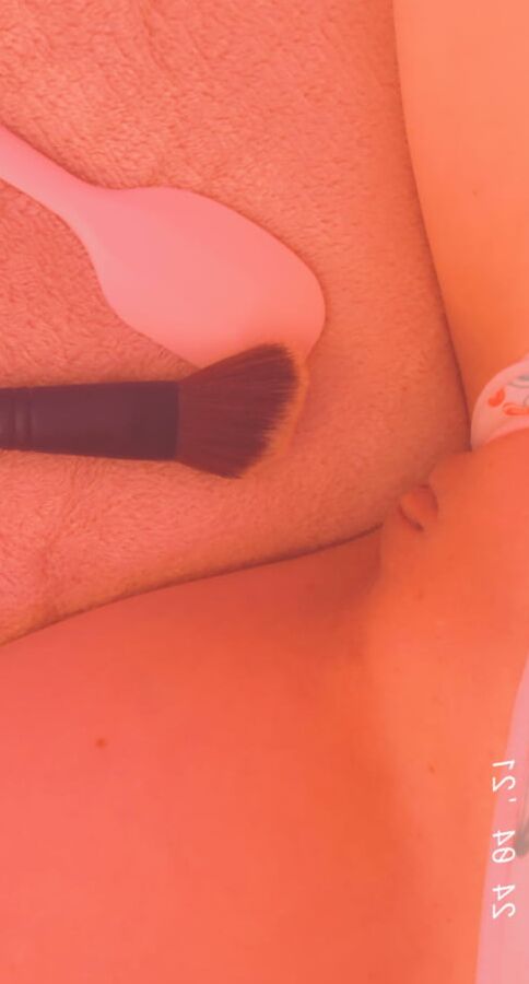Public ToothBrush in Small Pussy Test Dildo &amp; Flash panties