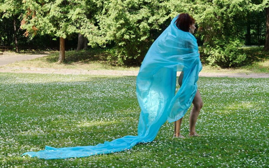 In a green blanket