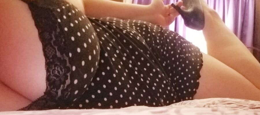Little black nightie and heels.... milf housewife tease