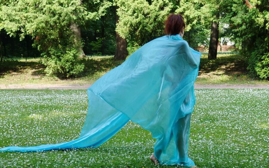 In a green blanket