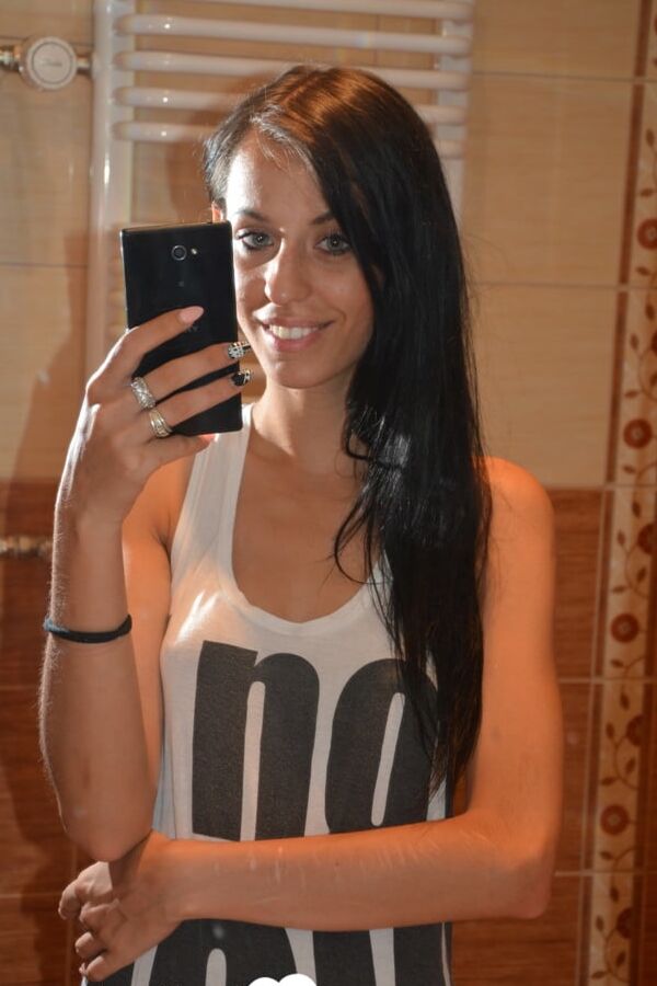 Skinny babe teases with her small tits