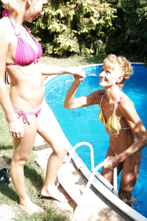 Amazing Old and Young Lesbian Love on the Back Yard