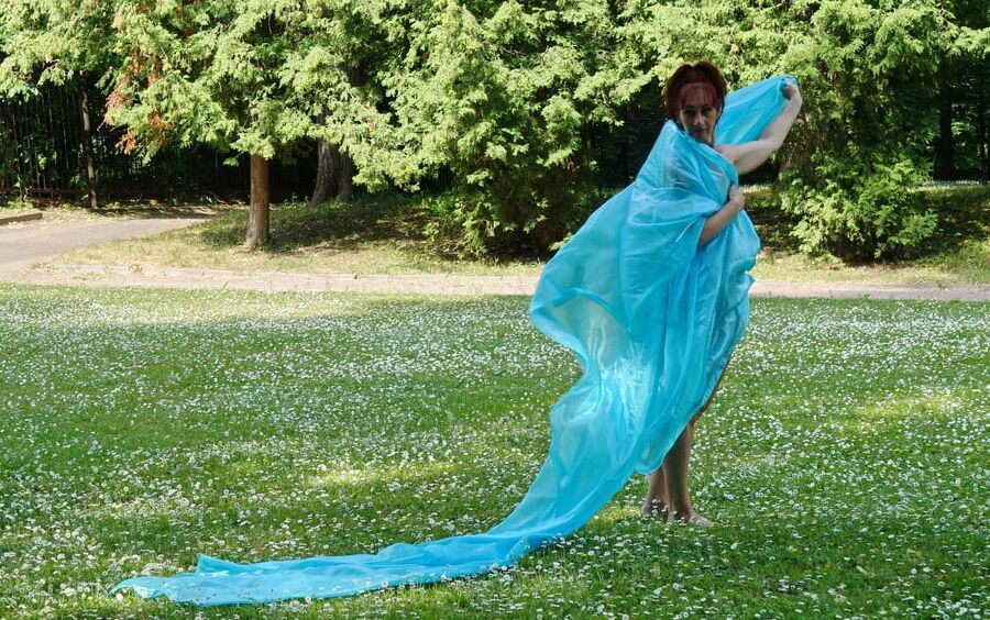 In a green blanket