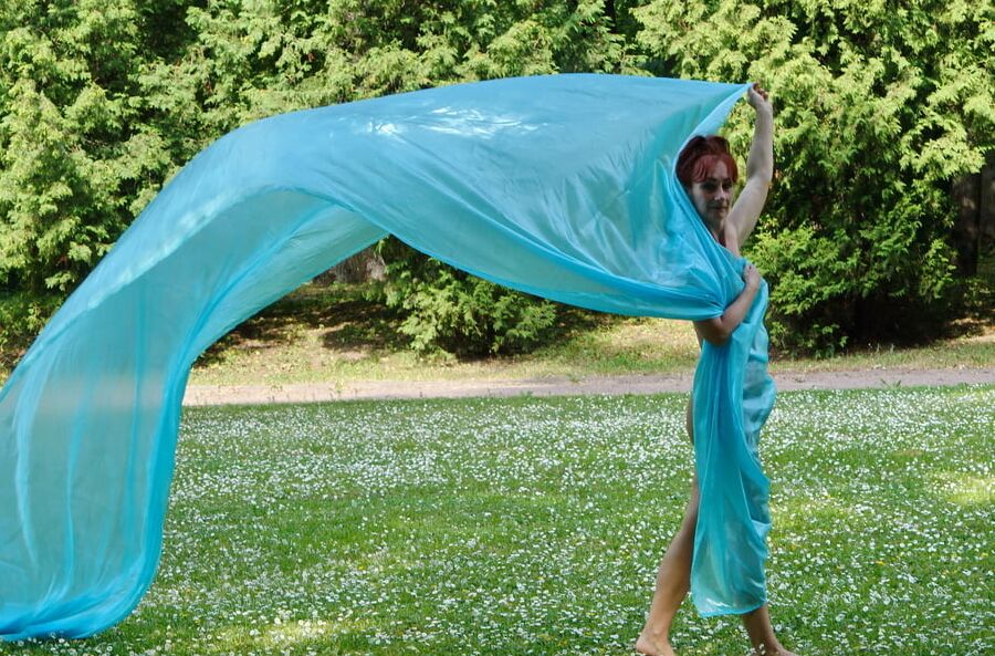 In a green blanket