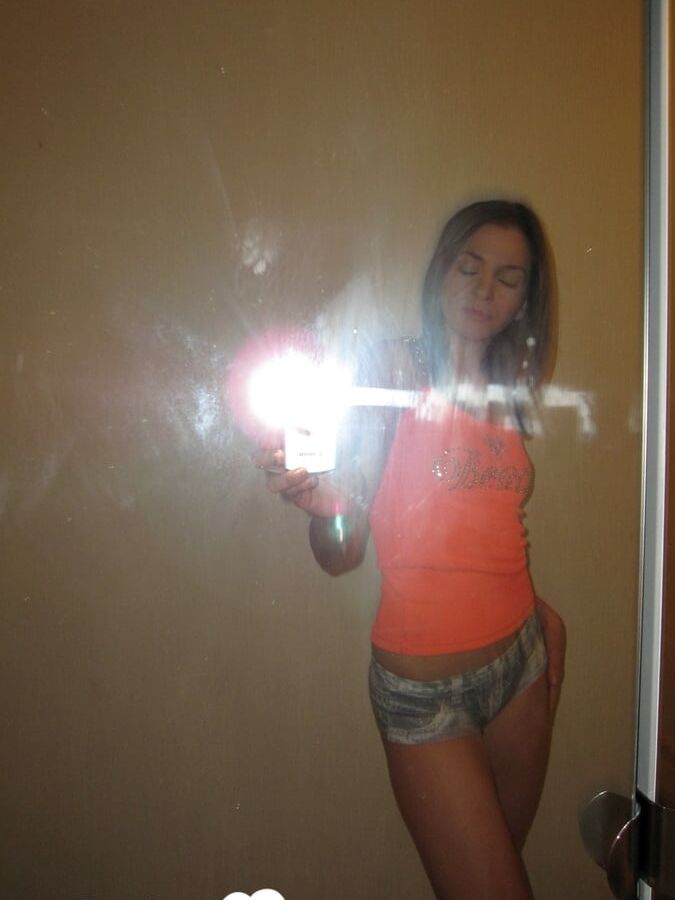 Astonishing skinny brunette flashes her juicy titties