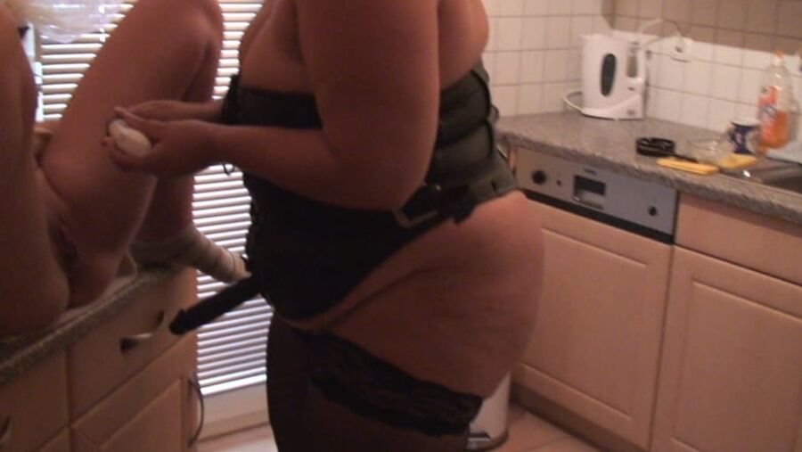 STRAP-ON fuck in the KITCHEN