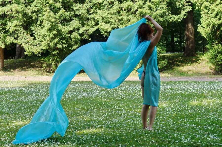 In a green blanket