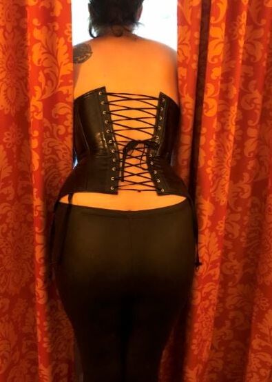 Heels, Leggings, Corset and Blowjob