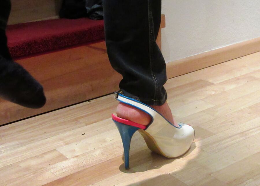 My wife is fitting her shoes