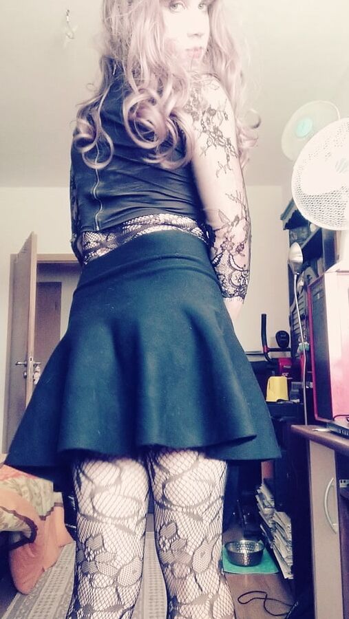 Sissy slut skirt and dick whip out