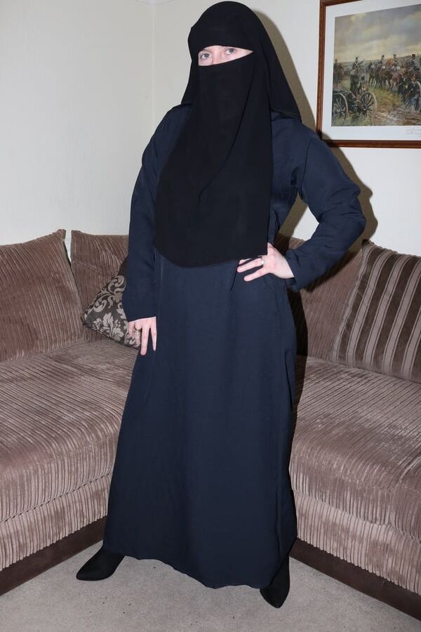 Wife in Burqa Niqab Stockings and Suspenders