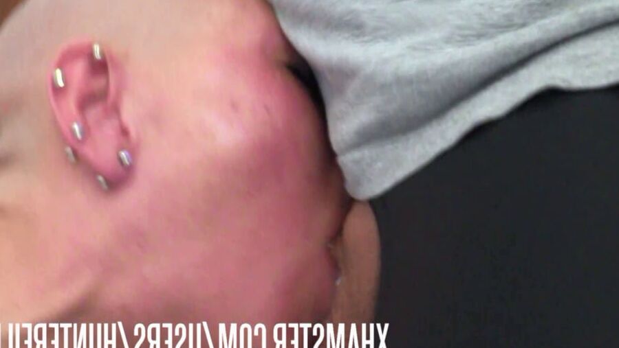 Slut Vilja goes down on her knees for a quick sloppy blowjob