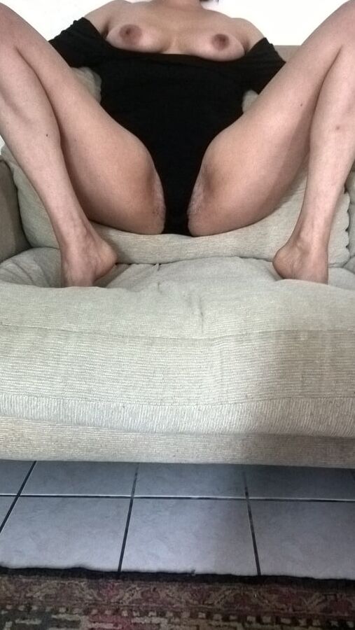 Hairy Wife Black Bodysuit And Tampon
