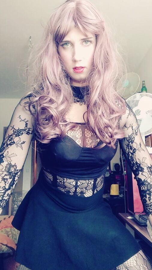 Sissy slut skirt and dick whip out
