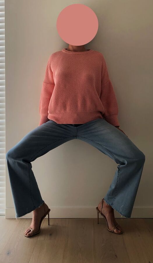 Exposed thong in jeans &amp; stiletto&;s