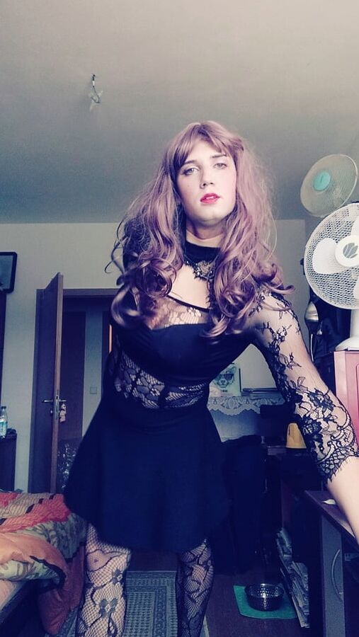 Sissy slut skirt and dick whip out