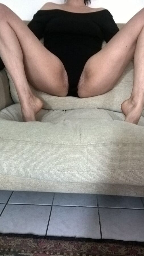 Hairy Wife Black Bodysuit And Tampon