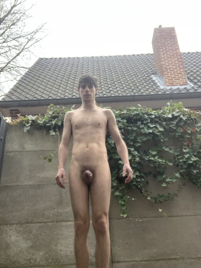 relax outside in the cold pit autumn naked