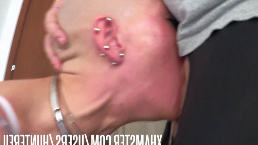 Slut Vilja goes down on her knees for a quick sloppy blowjob
