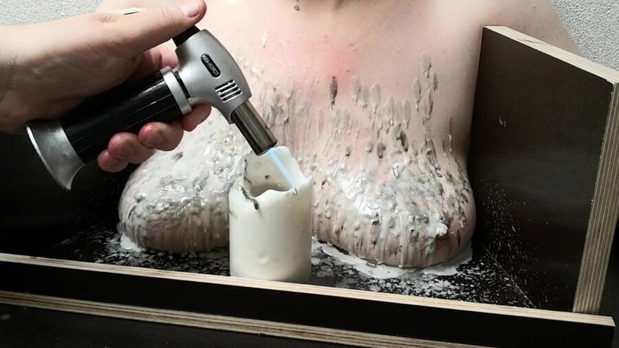 The tit torture device - extrem hot candle wax Part