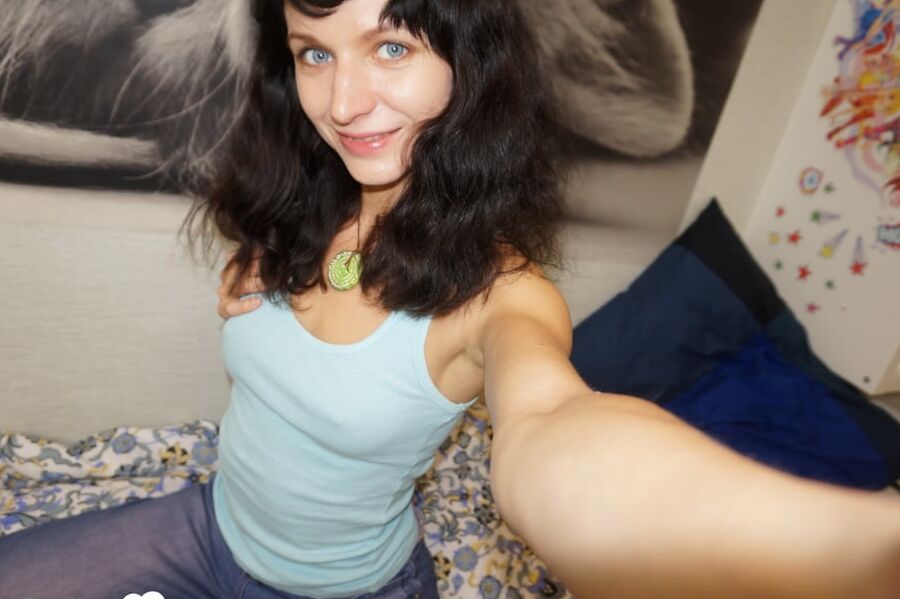 Brunette hairdresser showing off her hot skinny figure