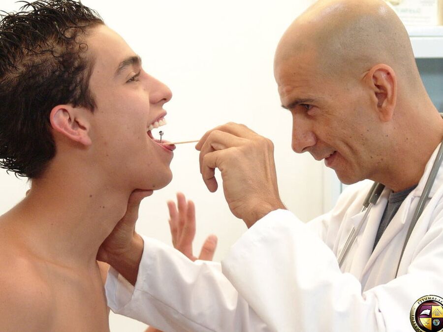 Latino boy Fidel has his medical