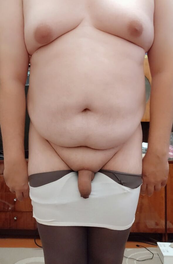 undressing gray pantyhouse