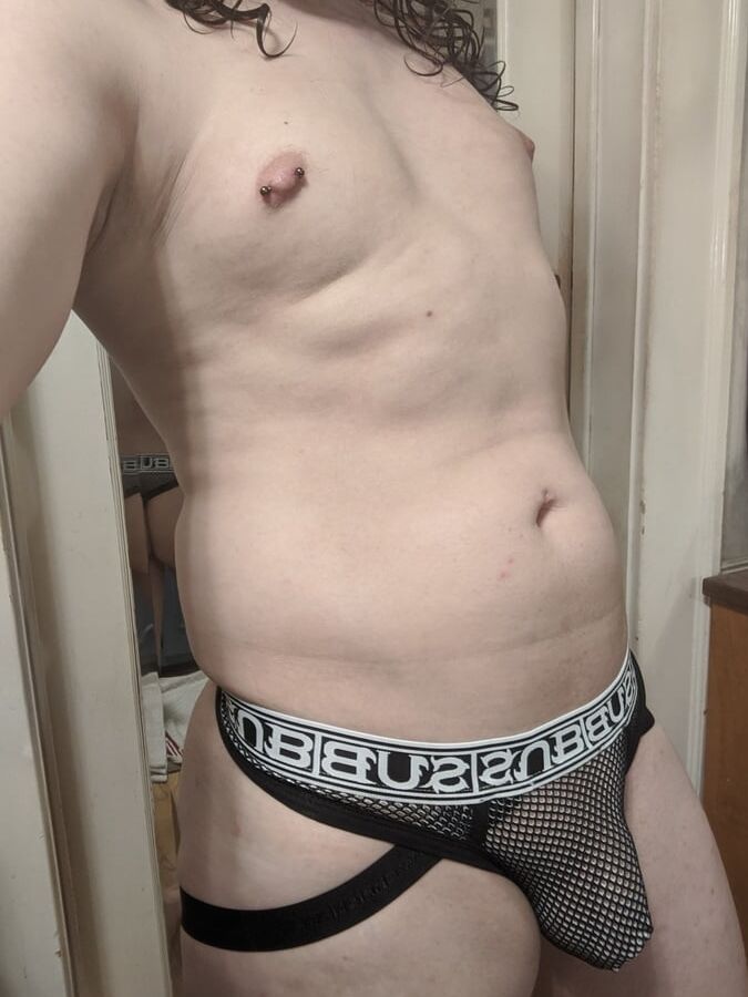 Twink Sub Slut in Mesh Underwear