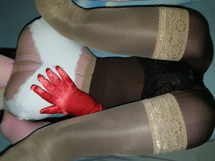 New brown nylons on my homemade sexdoll make me very horny