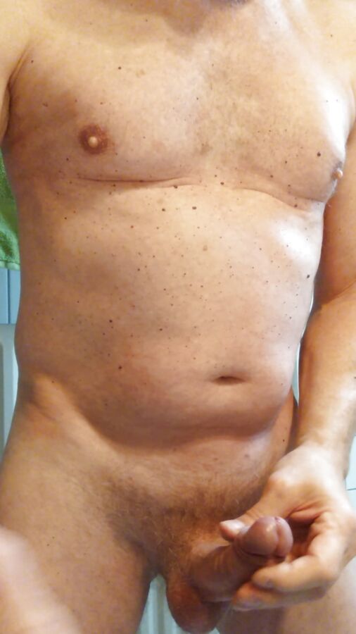 bondage jerking in my bathroom with cumshot