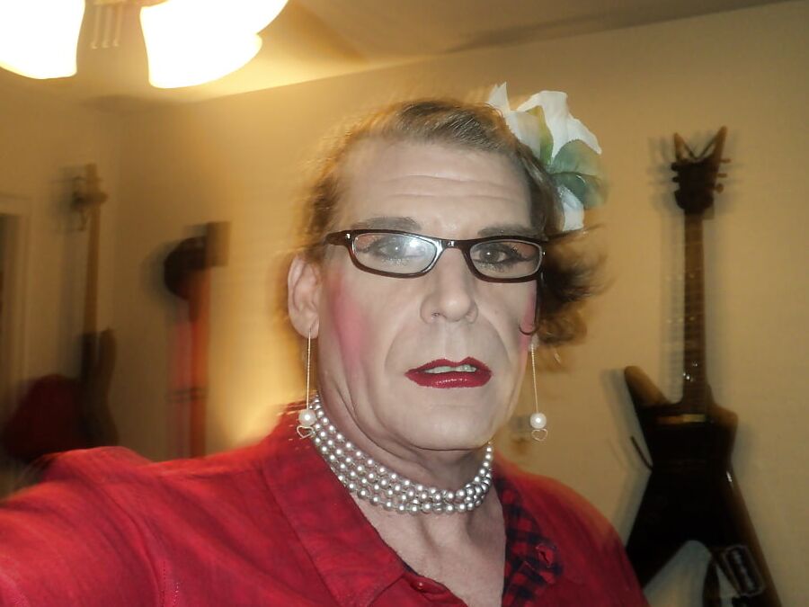 Cross-dresser Blair Scott in nylons and heels