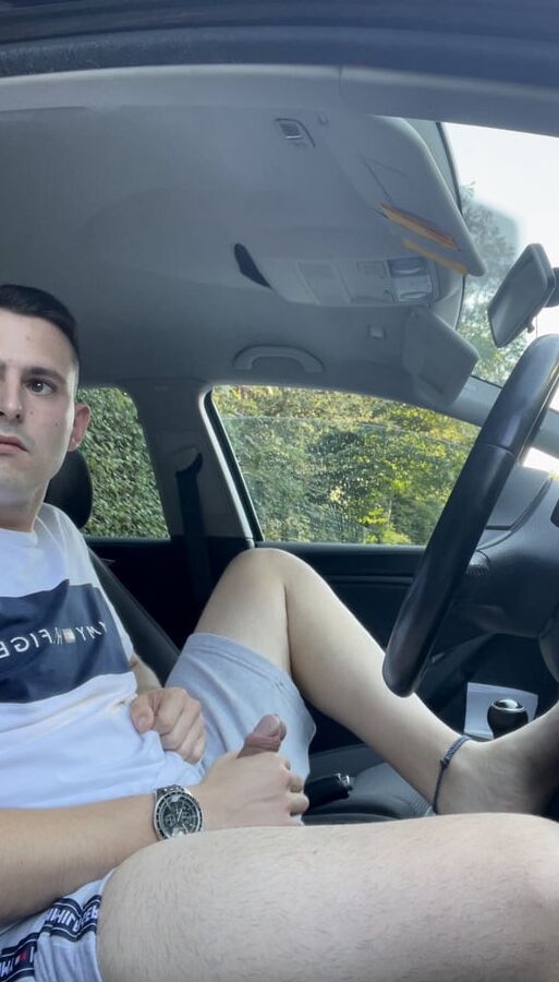 German twink has a lot of fun in his car