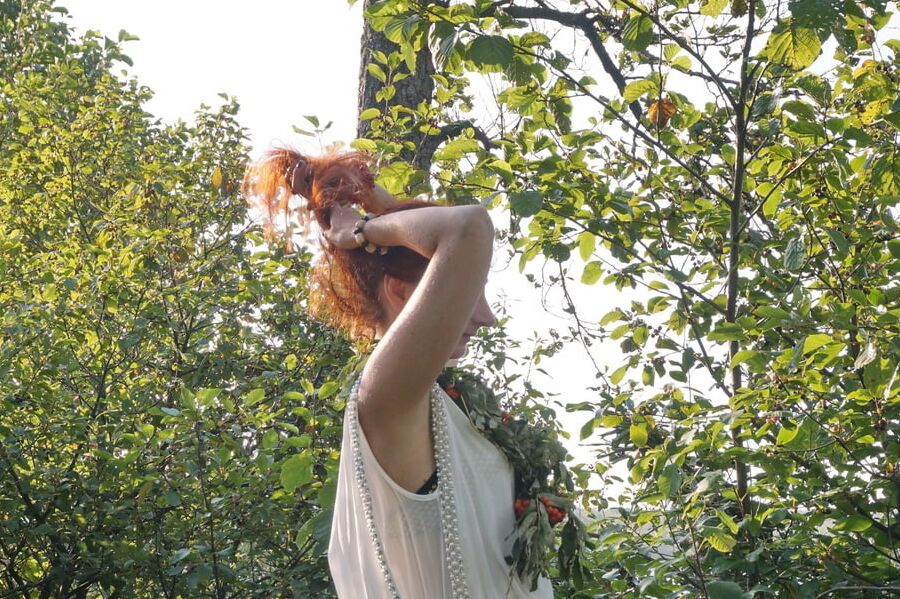 Flame Redhead near Lake