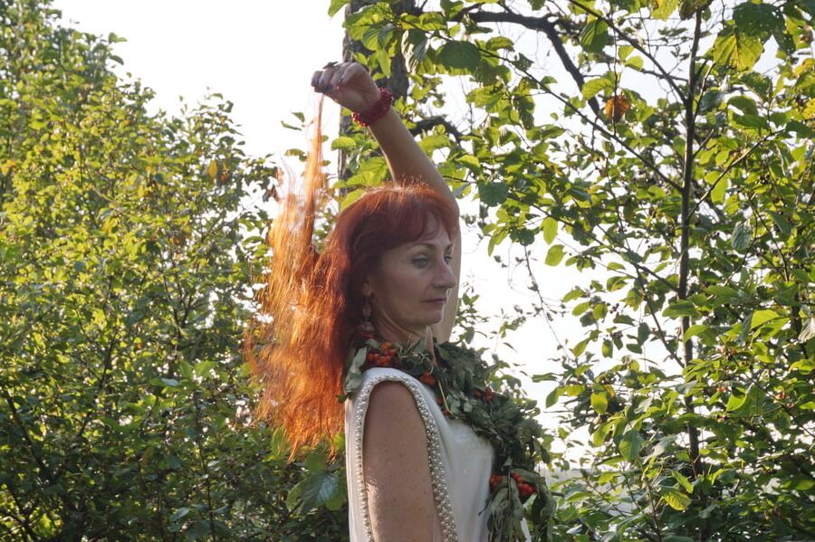 Flame Redhead near Lake