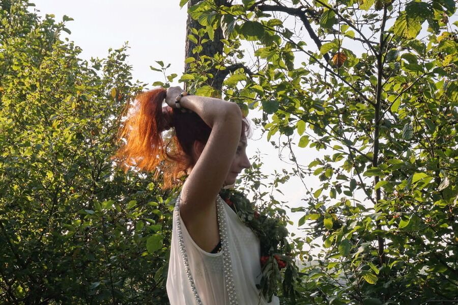 Flame Redhead near Lake
