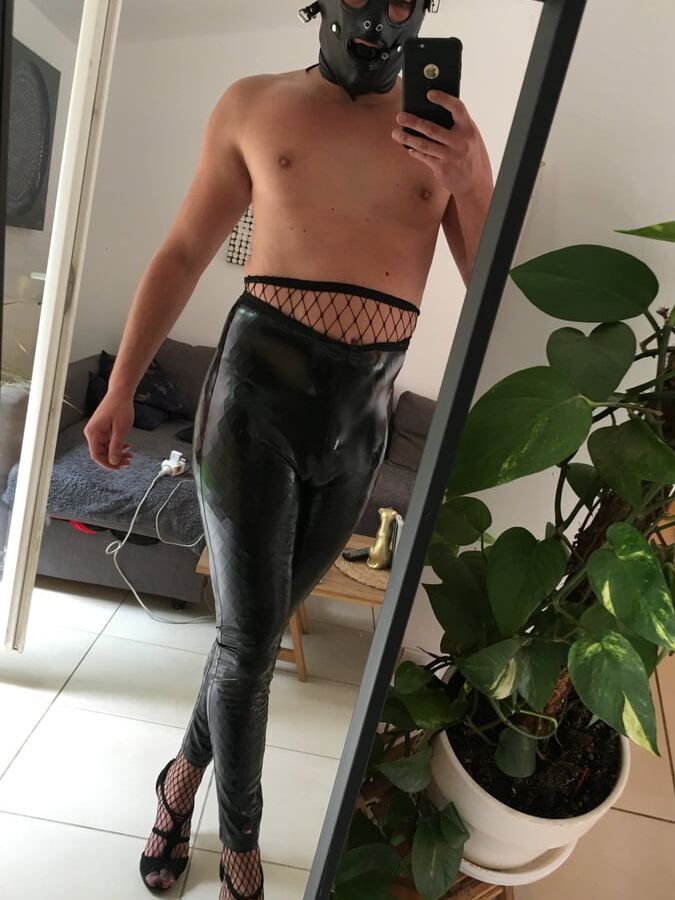 Vinyl, fishnet, hood and ball gag