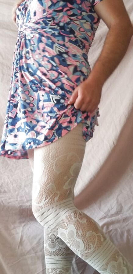 Sissy Boy Lovelaska and white lace legging