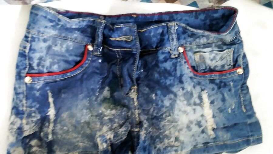 Jeans shorts and bra